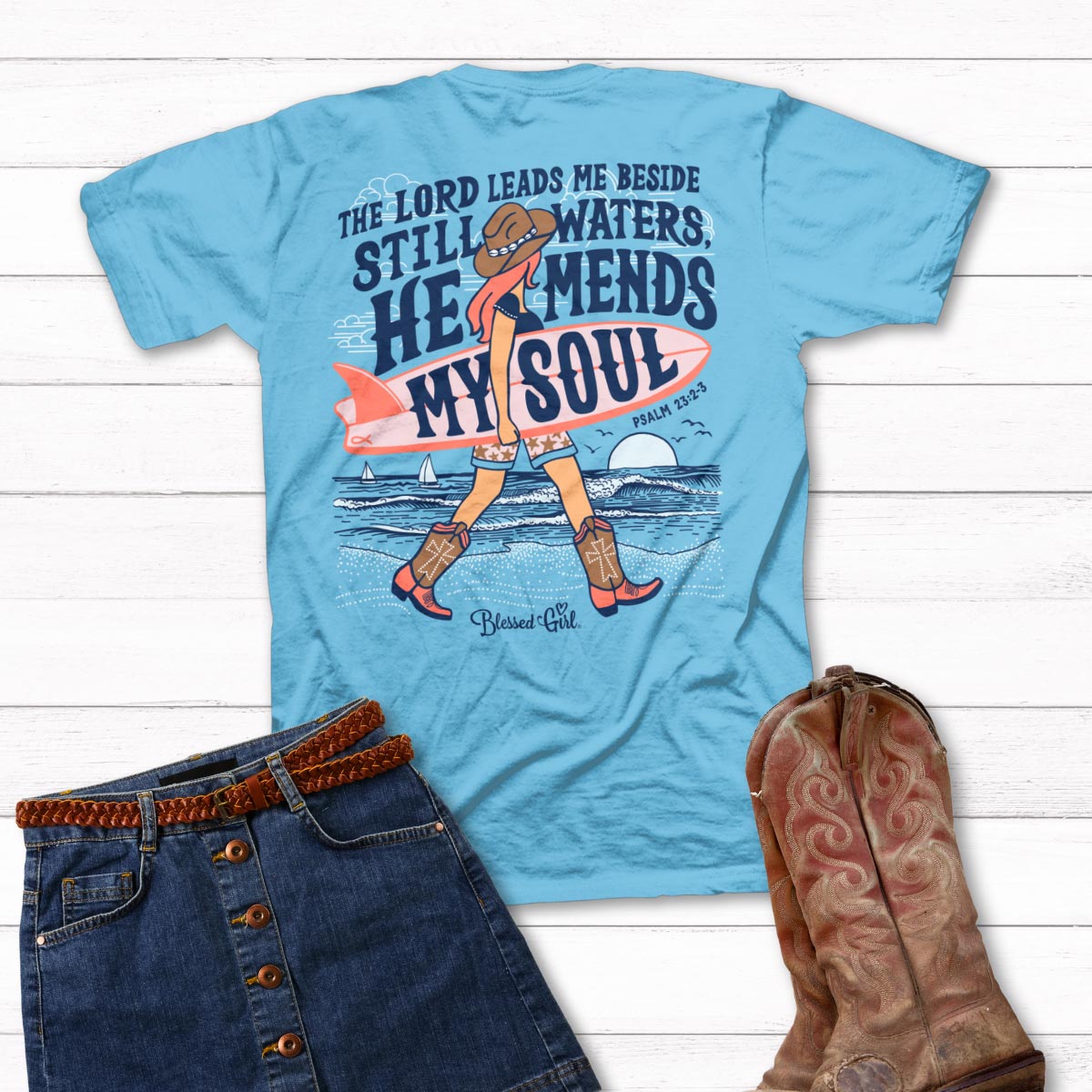 Blessed Girl Womens T-Shirt Coastal Cowgirl