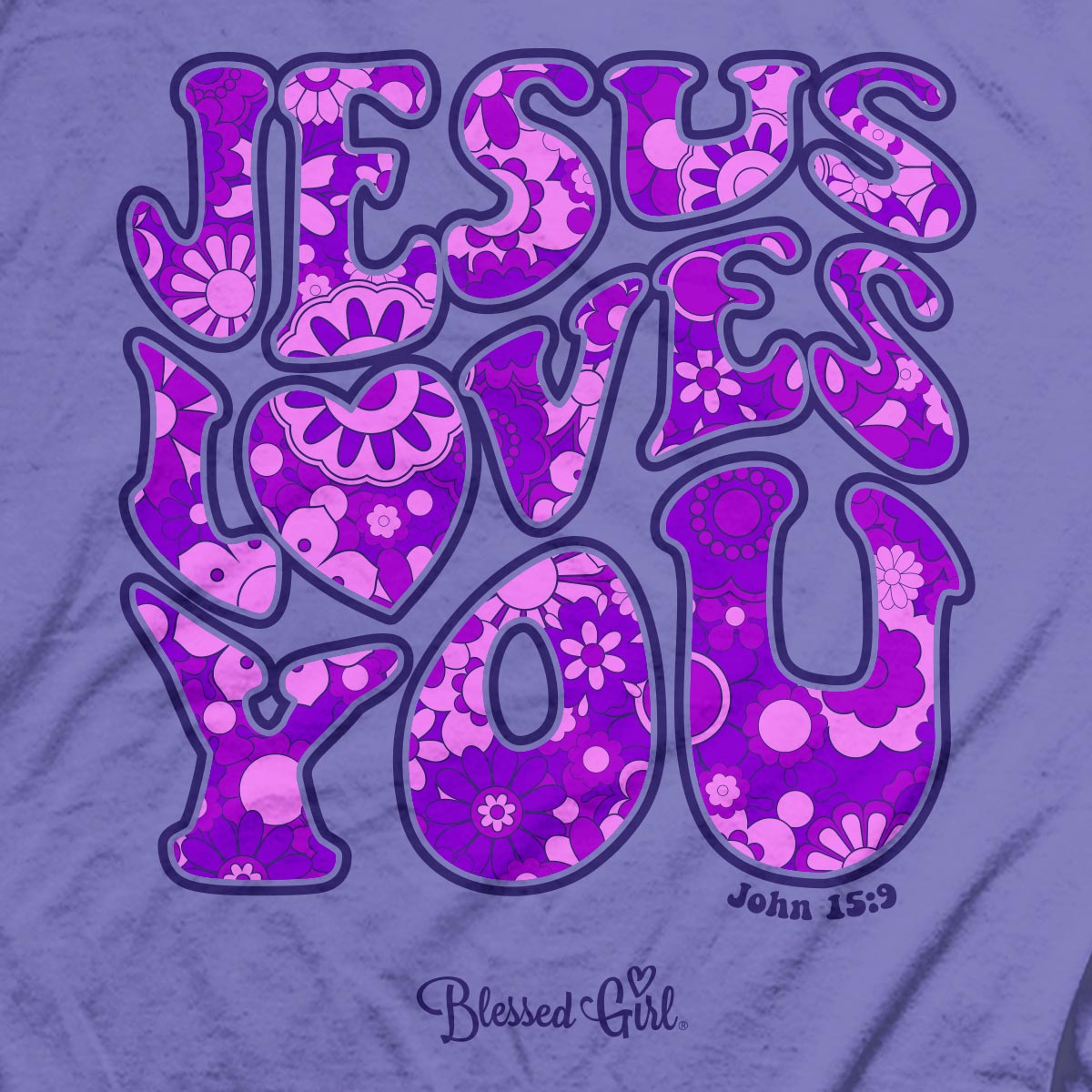 Blessed Girl Womens T-Shirt Jesus Loves You Groovy