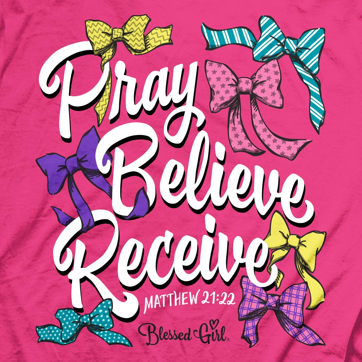 Blessed Girl Womens T-Shirt Pray Bows