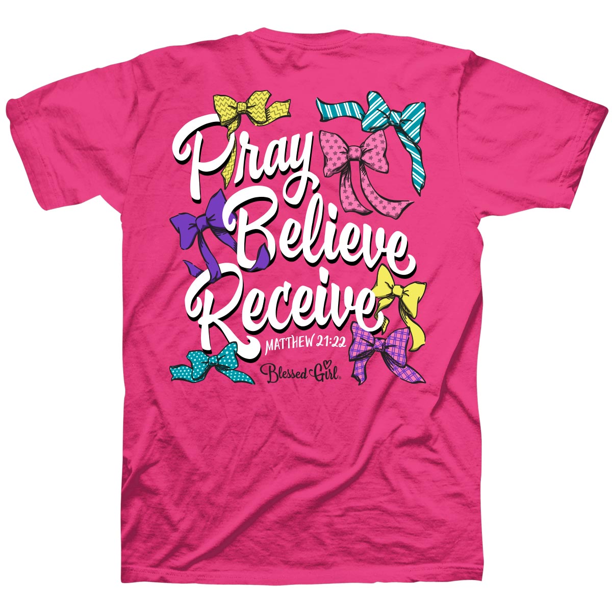 Blessed Girl Womens T-Shirt Pray Bows