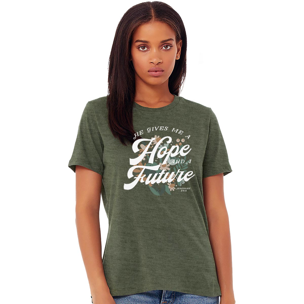 Blessed Girl Womens Boyfriend T-Shirt Hope And Future Floral