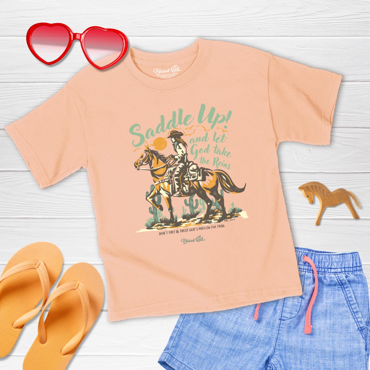 Blessed Girl Kids T-Shirt Saddle Up