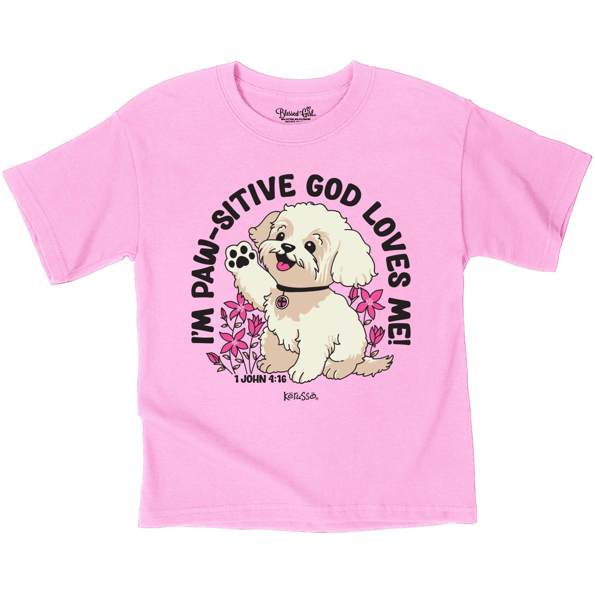 Blessed Girl Kids T-Shirt Cute Puppy