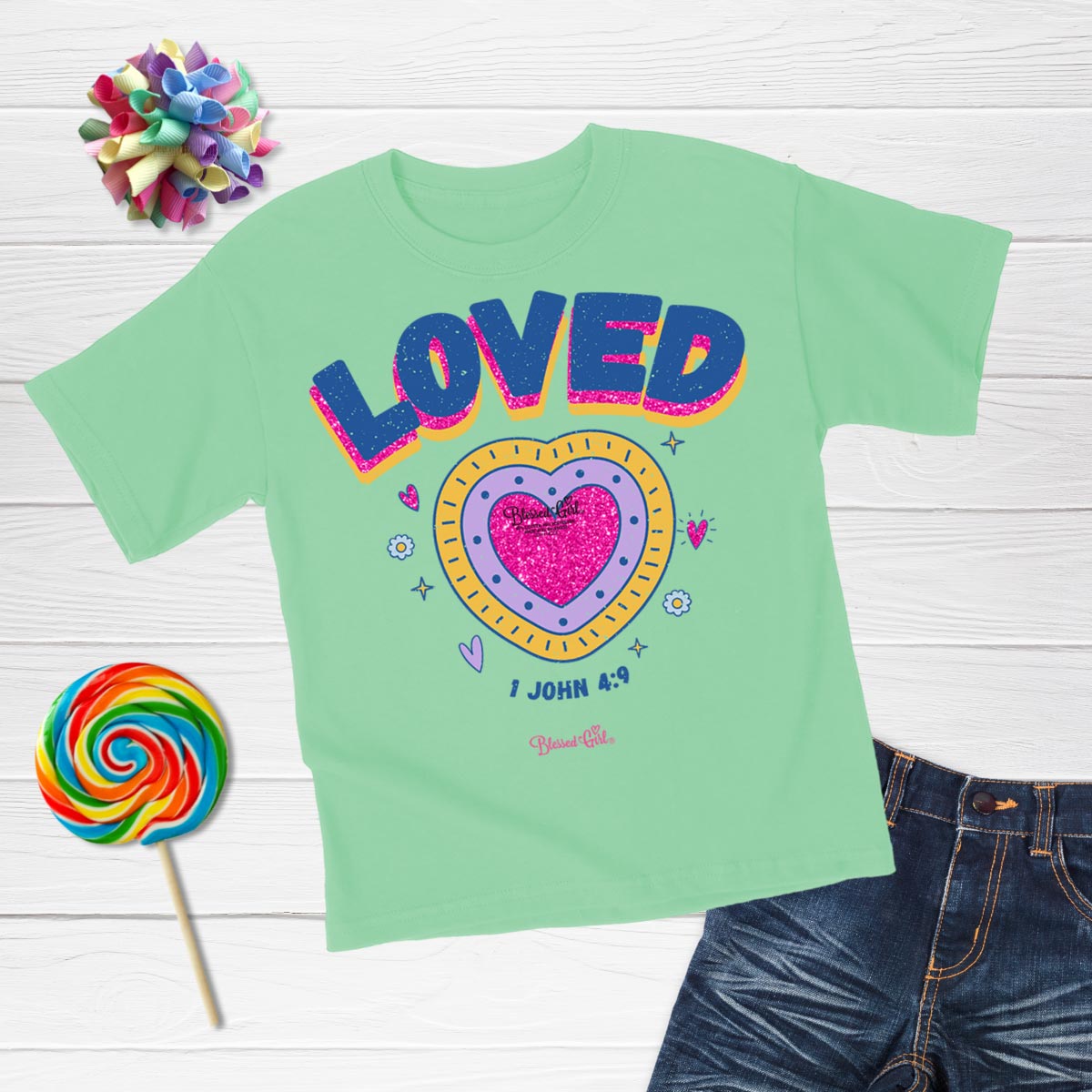 Blessed Girl Kids T-Shirt Love Heart