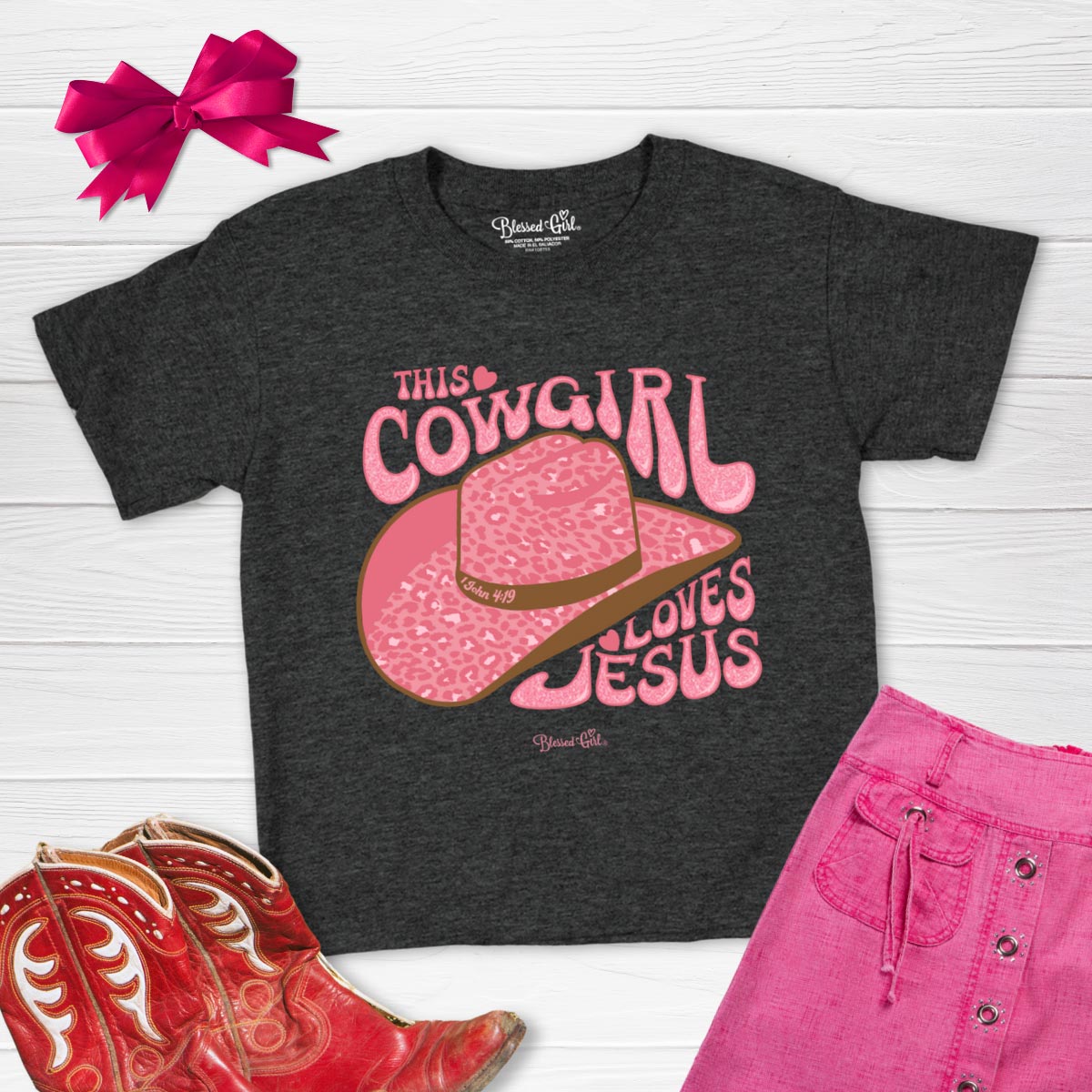 Blessed Girl Kids T-Shirt Cowgirl Hat