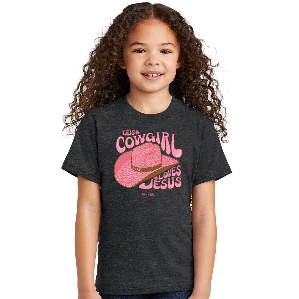 Blessed Girl Kids T-Shirt Cowgirl Hat