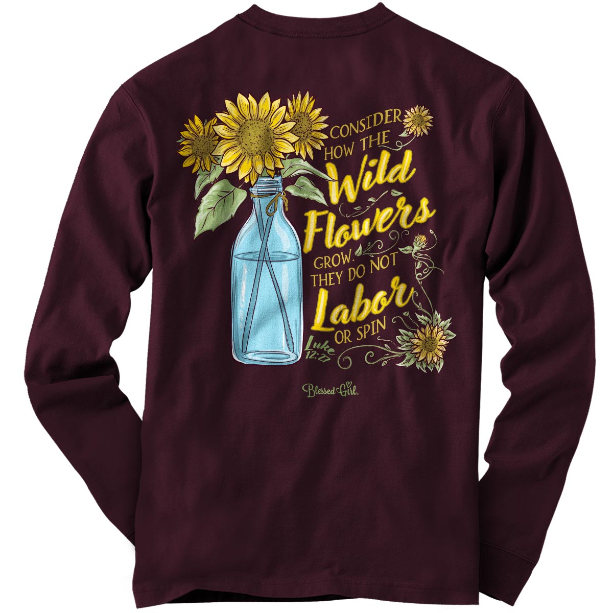 Blessed Girl Womens Long Sleeve T-Shirt Wild Flowers