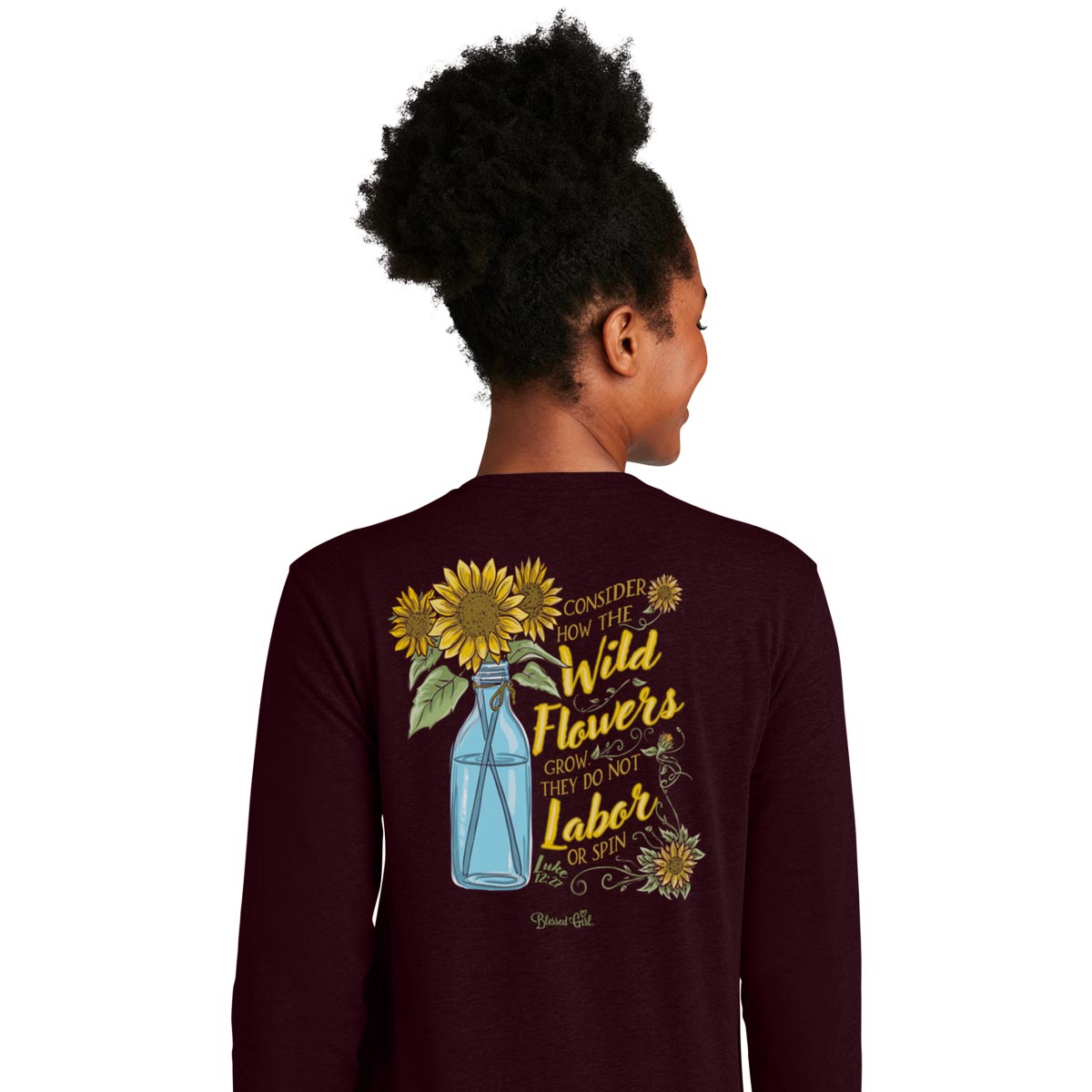 Blessed Girl Womens Long Sleeve T-Shirt Wild Flowers