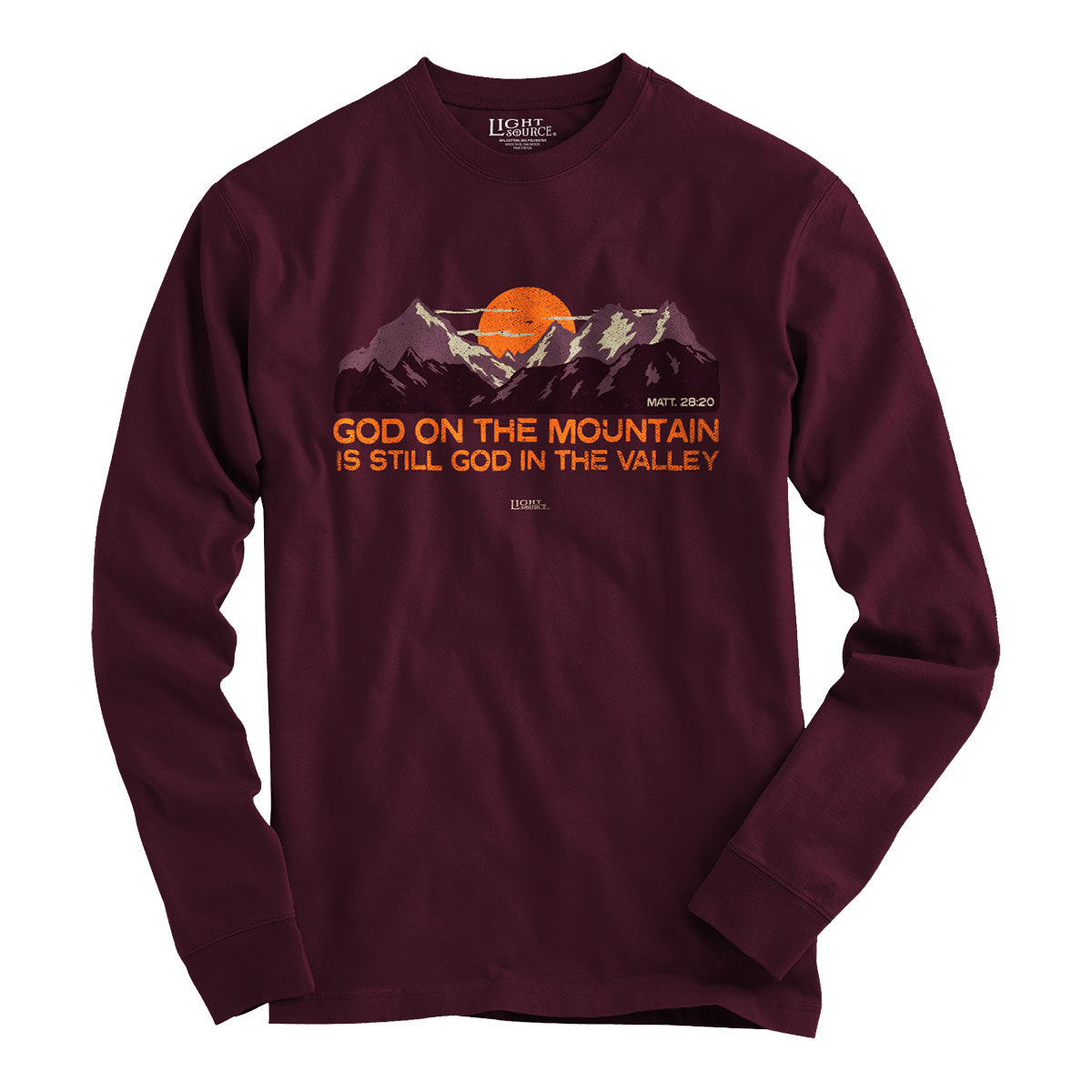 Light Source Mens Long Sleeve T-Shirt God On The Mountain