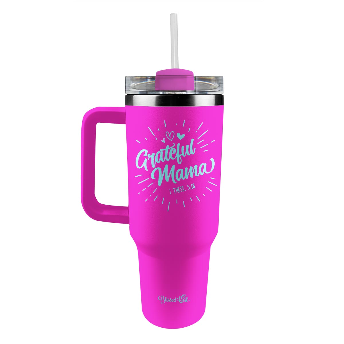 Blessed Girl 40 oz Stainless Steel Mug With Straw Grateful Mama