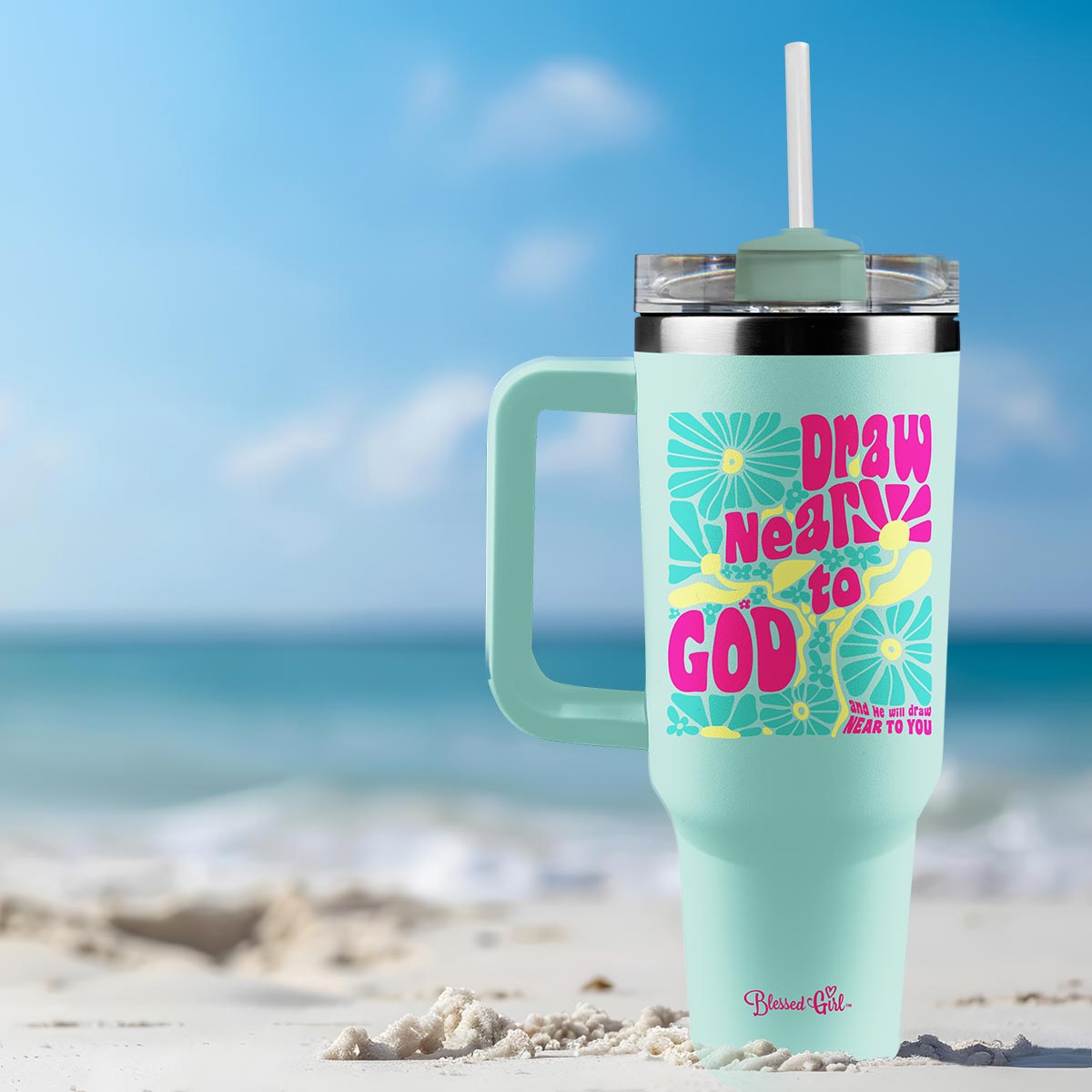 Blessed Girl 40 oz Stainless Steel Mug With Straw Draw Near