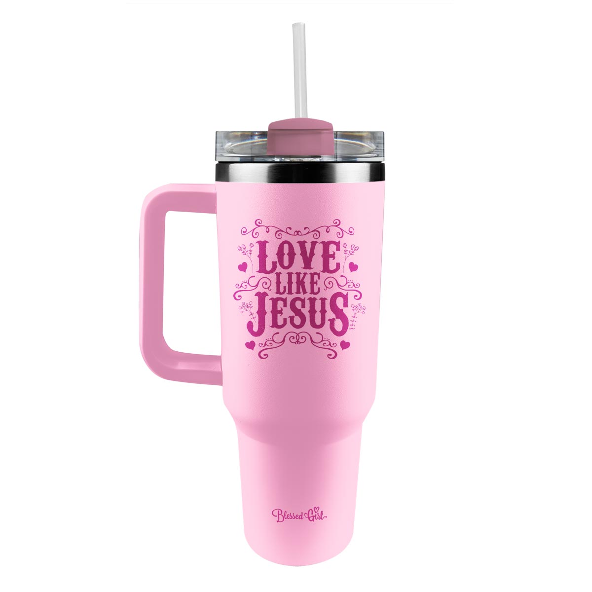 Blessed Girl 40 oz Stainless Steel Mug With Straw Love Like Jesus