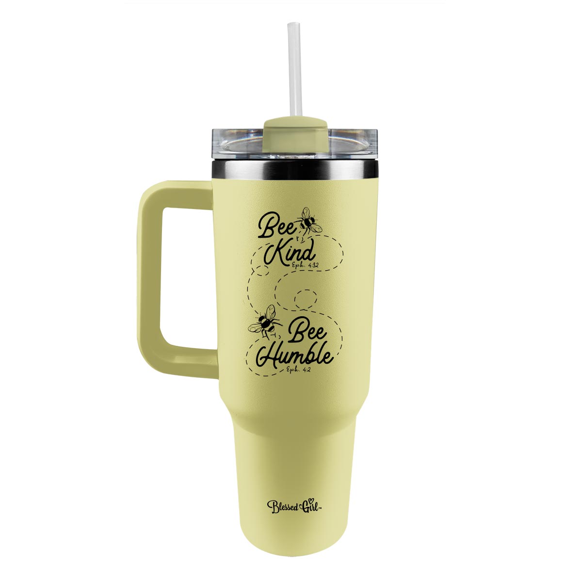 Blessed Girl 40 oz Stainless Steel Mug With Straw Bee Kind