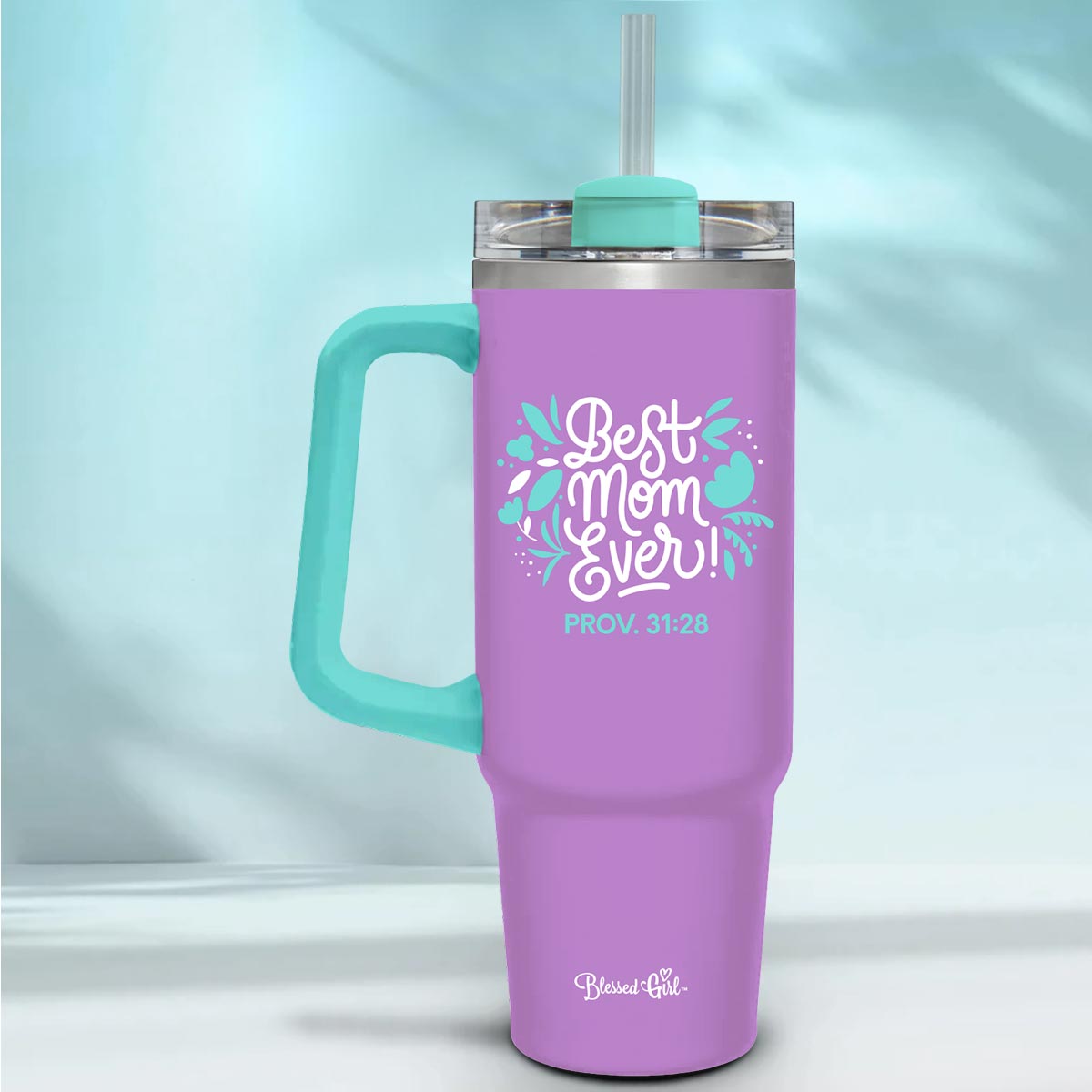 Blessed Girl 30 oz Stainless Steel Mug With Straw Best Mom Ever