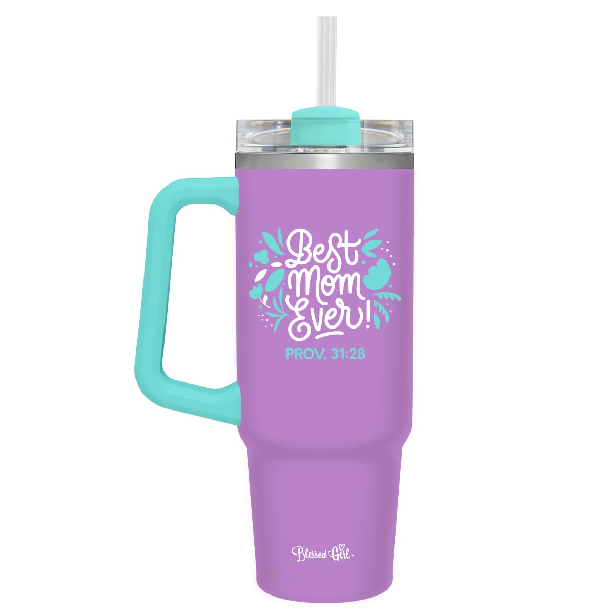 Blessed Girl 30 oz Stainless Steel Mug With Straw Best Mom Ever