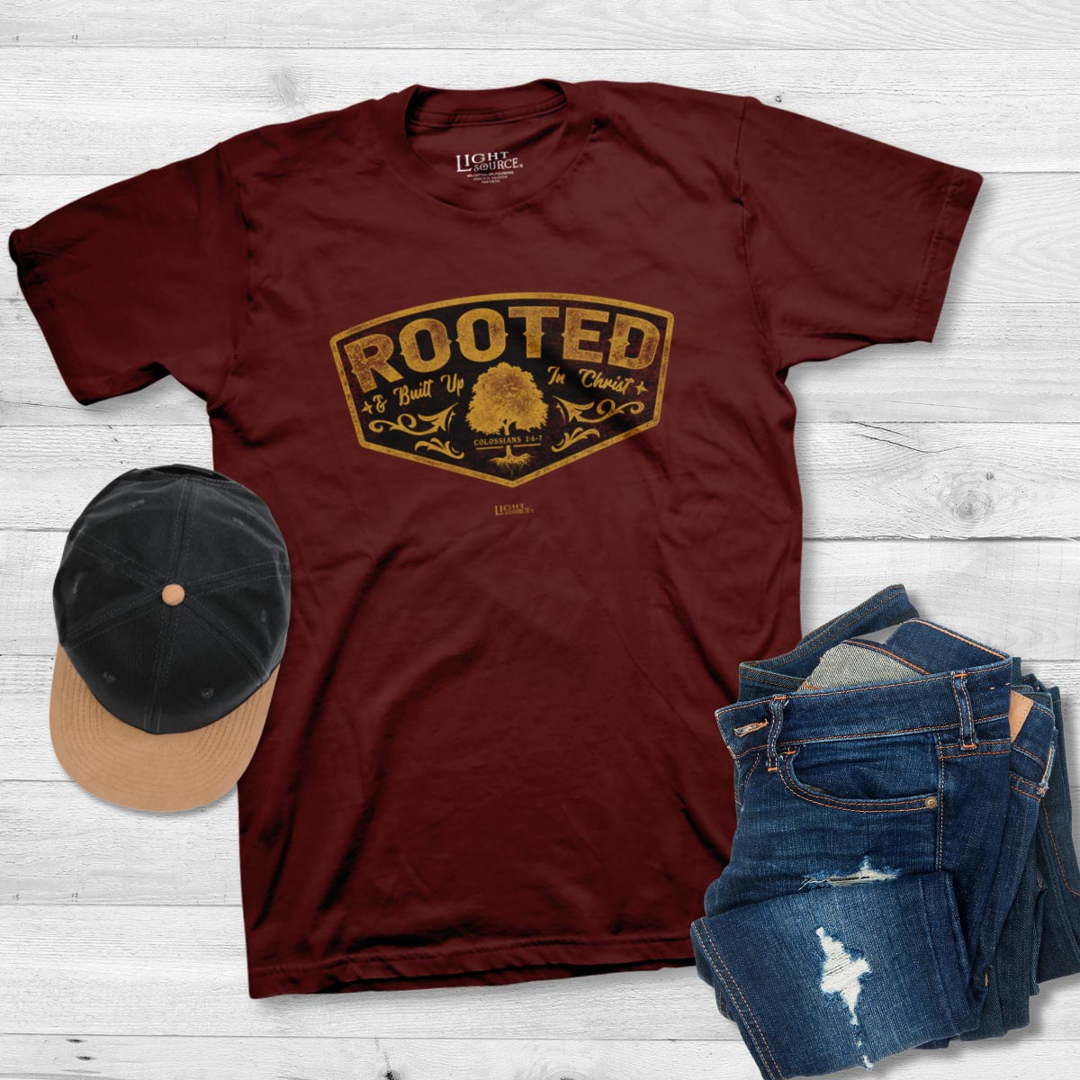 Light Source Mens T-Shirt Rooted Crest